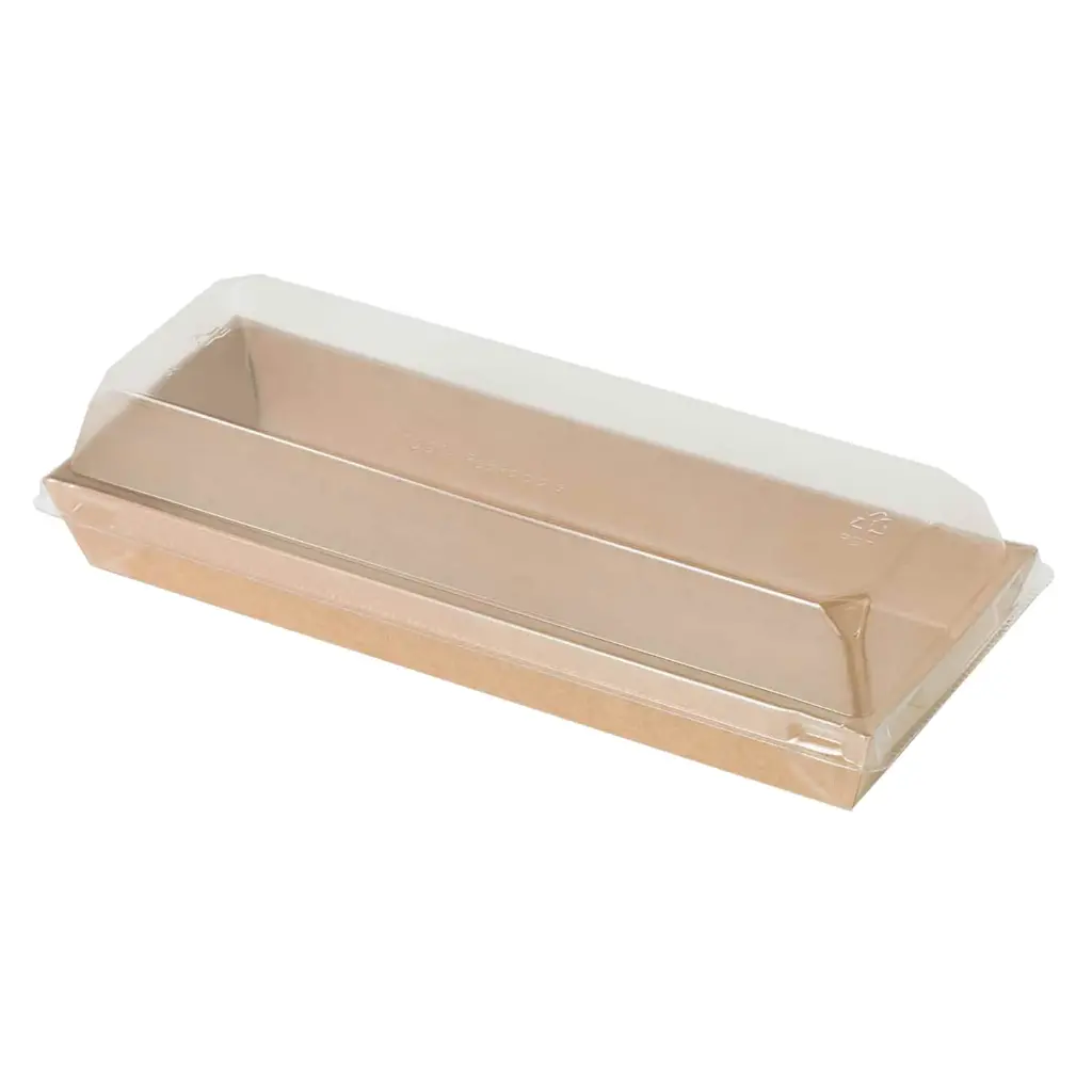 Kraft Paper Sushi Tray with PET Lid - 50 pcs