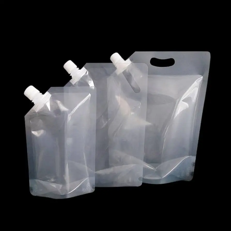 Transparent Plastic Spout Pouches - 100 pcs