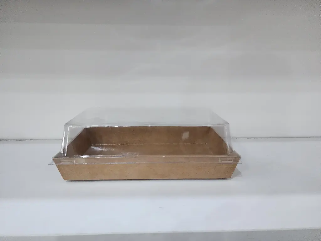 Brown kraft sushi tray with lid - 25pcs