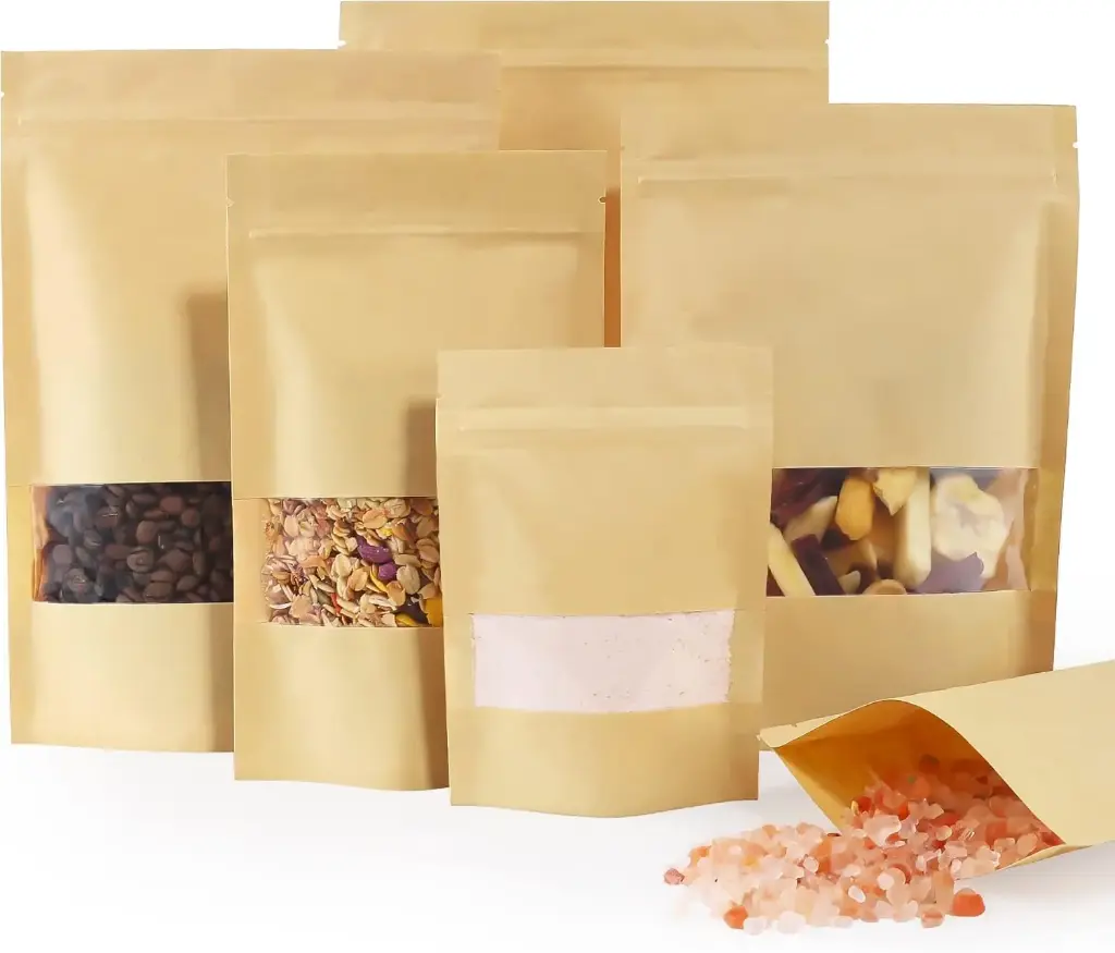 Brown Kraft Paper Bag With Window - 50 pcs