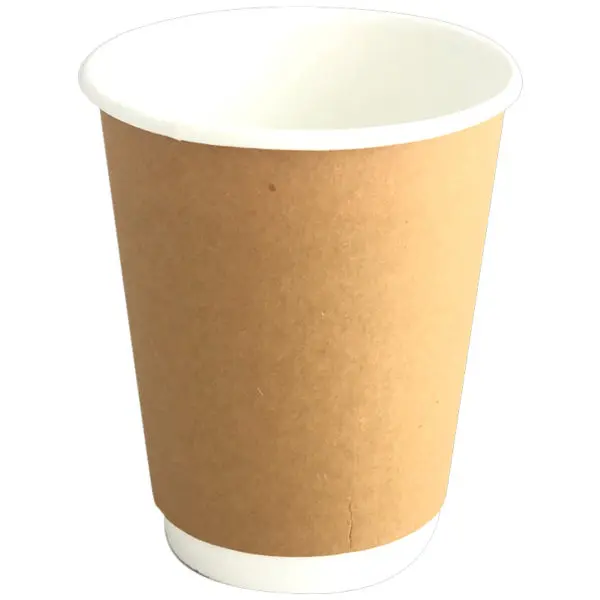 Plain Brown Double Wall Coffee Cup With Lid - 25 pcs