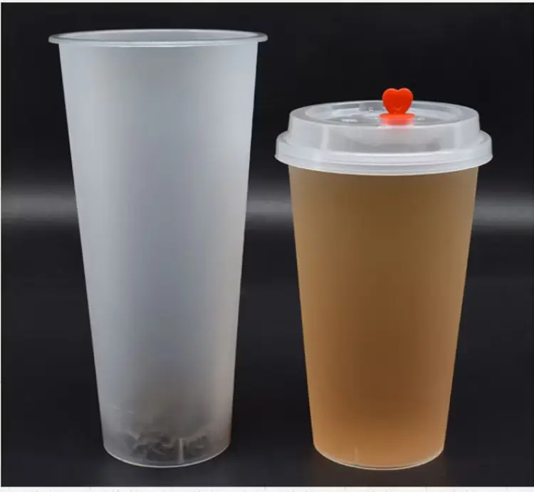 Disposable PP Plastic Frosted Cup With Lid - 25 pcs