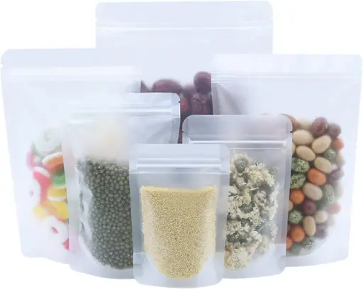 Clear Plastic Stand Up Pouch With Ziplock - 50 pcs