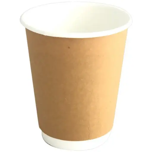 Plain Brown Double Wall Coffee Cup With Lid - 25 pcs