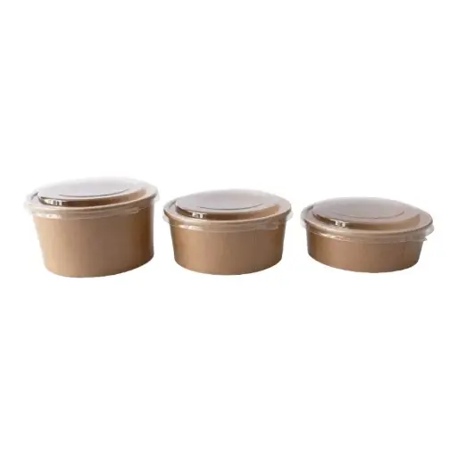 Kraft Salad Bowls with Clear Lid - 50 pcs