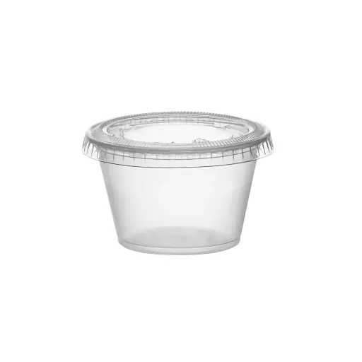 PET Disposable Sauce Cups with Lid - 100 pcs