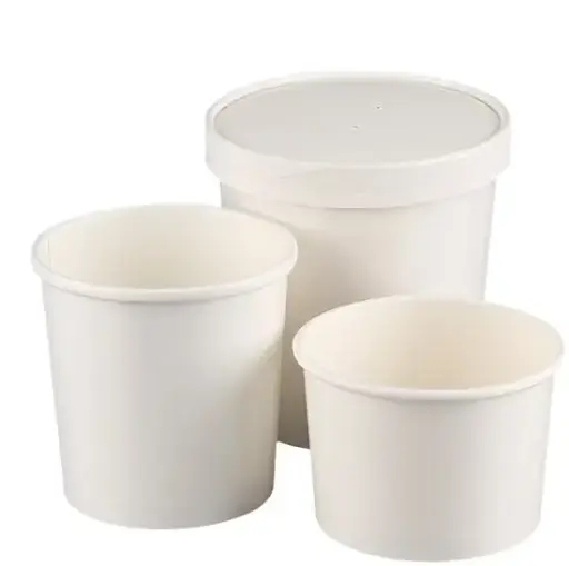 White & brown paper soup bucket - 50 pcs