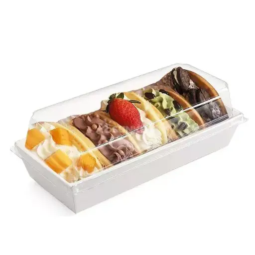 Disposable White Paper Sushi Box with Clear Lid - 25 pcs
