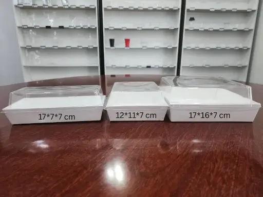 Disposable White Paper Sushi Box with Clear Lid - 25 pcs
