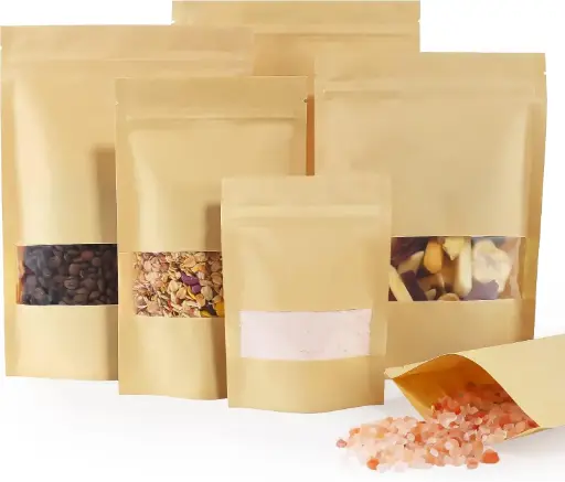 Brown Kraft Paper Bag With Window - 50 pcs