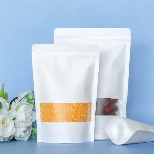 White Kraft Paper Bag With Window - 50 pcs