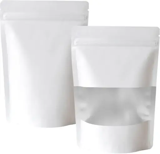 White Aluminum/Matte Stand up Bag with Window - 50 pcs